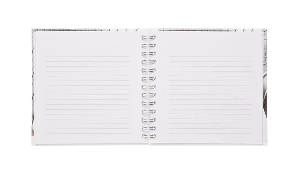 Caderno aberto isolado em branco — Fotografia de Stock