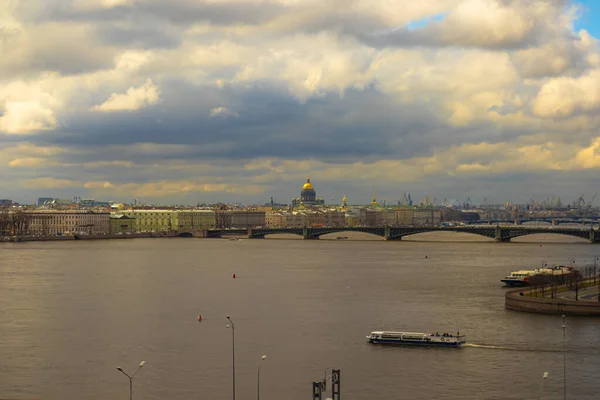 Panorama Ville Saint Pétersbourg Depuis Remblai Surplombant Palais Hiver Amirauté — Photo