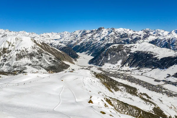 Livigno Valtellina Italien Vinterantenn Panorama — Stockfoto