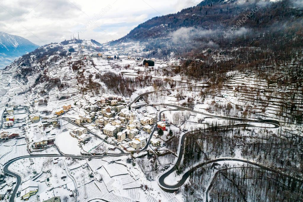 Valtellina (IT), Sondrio, Sant'Anna,  aerial view
