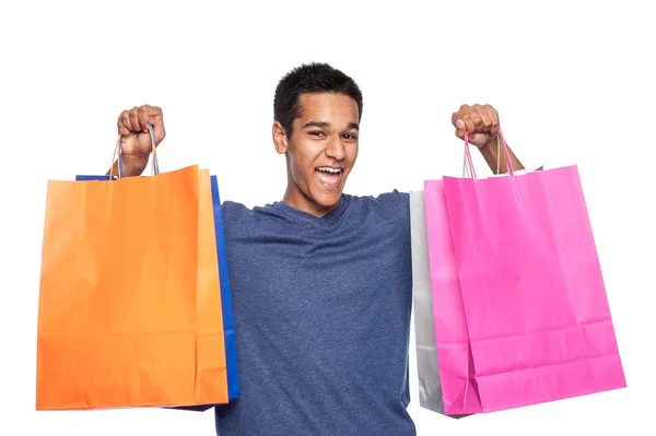 Hombre Yound con bolsas de compras —  Fotos de Stock
