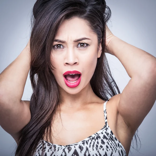 Beautiful Woman Surprsised Shocked Amazed Stock Photo