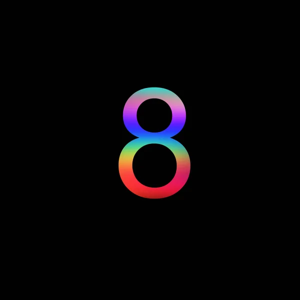 Rainbow Number Illustration Isolated Black Background Abstract Alphabet Symbol Banner — Stock Photo, Image