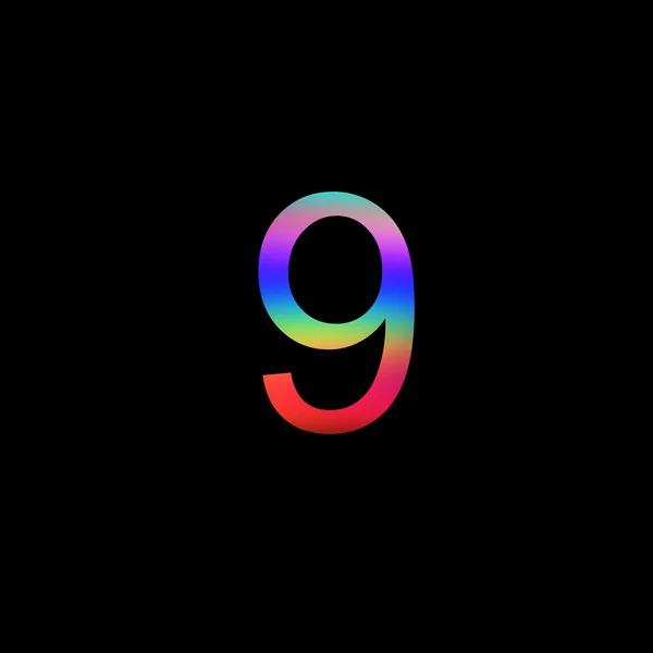 Rainbow Number Illustration Isolated Black Background Abstract Alphabet Symbol Banner — Stock Photo, Image