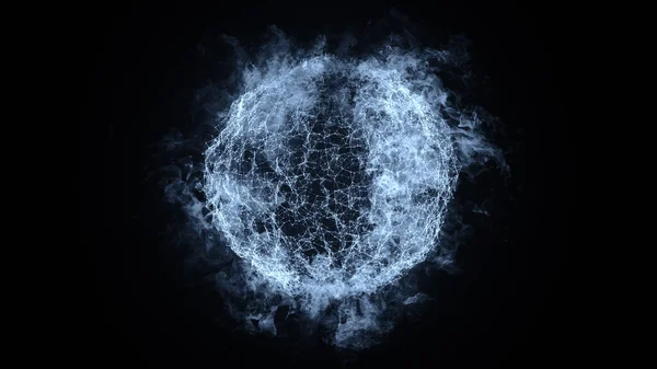 Abstraktní Rozmazané Modré Pozadí Efektu Plexus Oheň Planety Země Částicemi — Stock fotografie