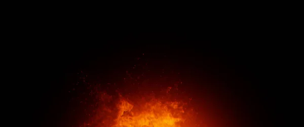 Panoramautsikt Eld Isolerad Bakgrund Perfekt Explosion Effekt För Dekoration Och — Stockfoto