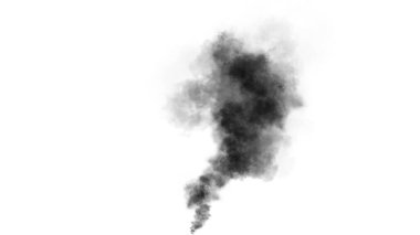 İzole edilmiş arka planda patlama kimyası bombası. Kuru sis bombalarının dokusu donuyor. Stok illüstrasyonu.