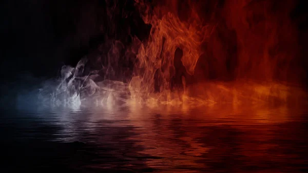 Fogo na água imagem de stock. Imagem de chama, nave, incandescer