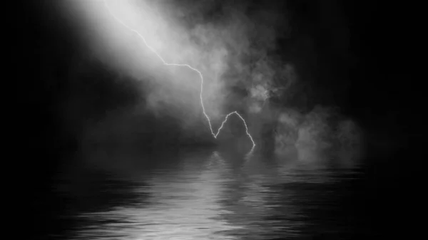 抽象逼真的自然白色闪电背景 在孤立的纹理覆盖上明亮的曲线 水的反射 — 图库照片