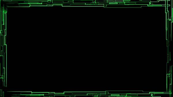Kép Zöld Tech Cyber Interfész Overlay Képkeret Elszigetelt Háttérrel Határ — Stock Fotó