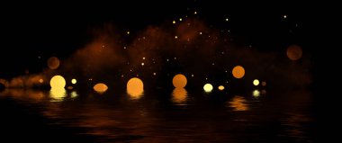 Kopyalama alanı ile bulanık bokeh arkaplan. Soyut lüks sim efekti palavra. Parlak sihirli toz parçacıkları. Sihirli kavram, odaklanamaz. Stok çizimi. Sudaki yansıma.