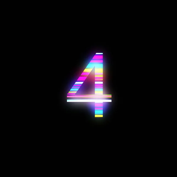 Rainbow Number Illustration Isolated Black Background Abstract Alphabet Symbol Banner — Stock Photo, Image