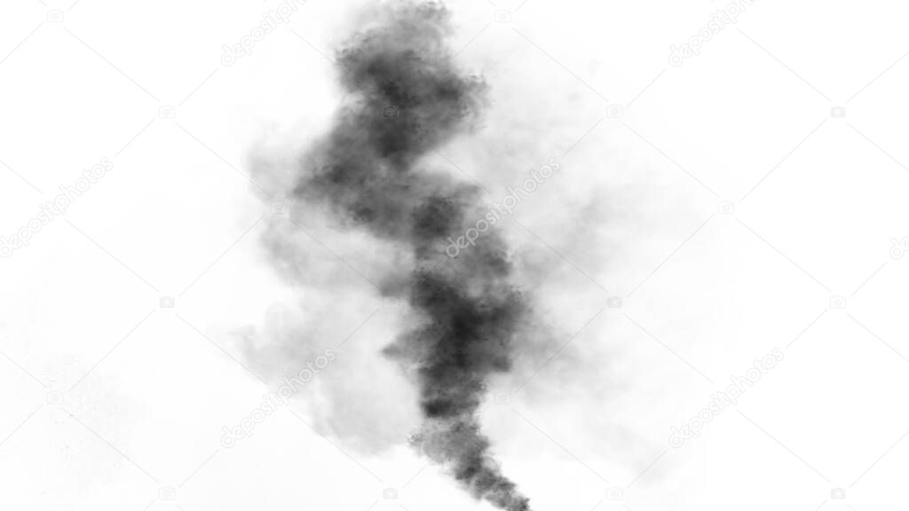 Explosion chemistry smoke bomb on isolated background. Freezing dry fog bombs texture overlays. Stock illustration.