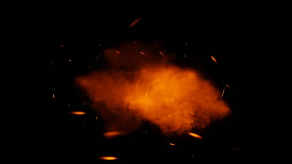 Perfect Fire Particles Embers Sparks Isolated Black Background Texture Overlays — Stock Photo, Image