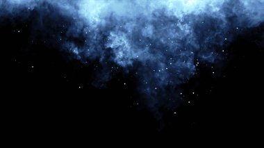 Soyut mavi duman siyah arka planda hareket eder. Aromaterapi kavramı. Sis dokuyu örtüyor. Stok illüstrasyonu.