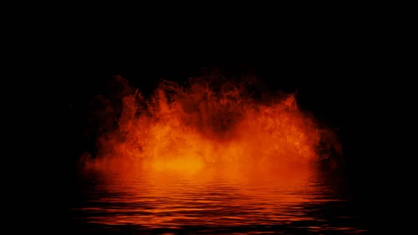 孤立した背景で火災 装飾や背景にカバーのための完璧な爆発効果 コンセプトは 炎と光のテクスチャオーバーレイを焼く 水の反射 ストックフォト