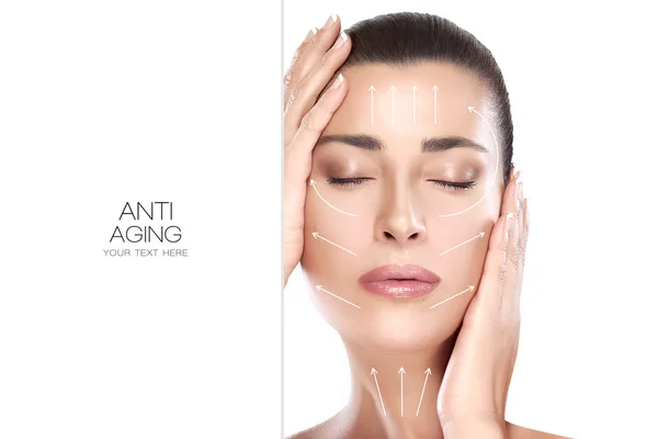 Beauty Face Spa Woman. Conceito de Cirurgia e Anti Envelhecimento Imagens De Bancos De Imagens