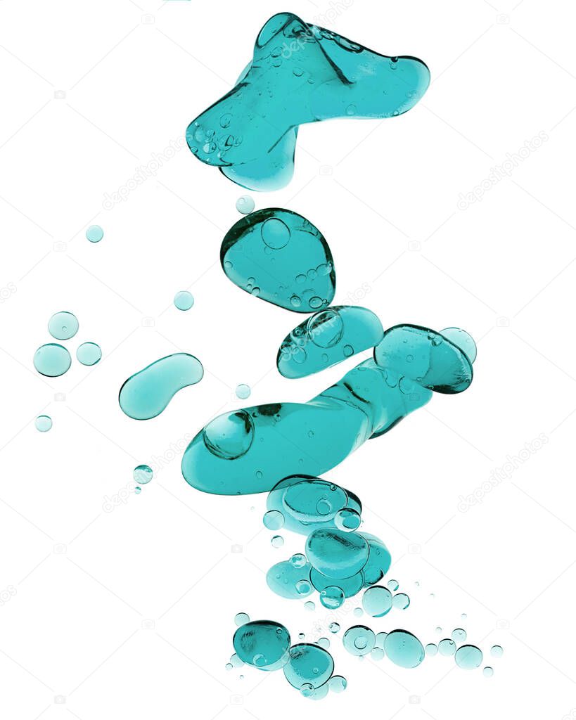 Liquid Gel Cosmetic Lubricant Suspended and Floating in Water Isolated on White Background