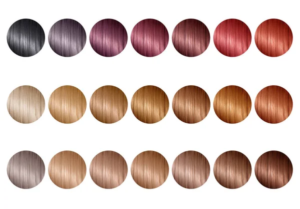 Farbtabelle Für Haarfärbemittel Haarfarbenpalette Mit Einer Breiten Palette Von Mustern — Stockfoto