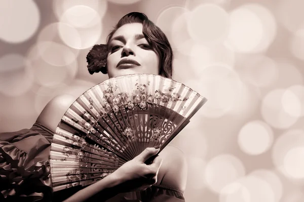 Gypsy Girl. Beauty Fashion Andalusian Woman. Flamenco Festival — Stock Photo, Image