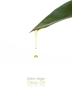 Beauty Treatment. Olive oil dripping from a fresh green leaf clipart