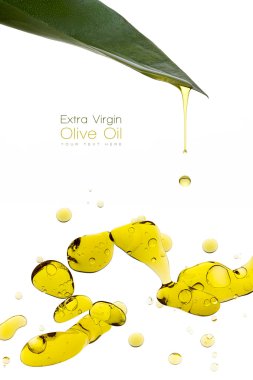 Beauty Treatment. Olive Oil Drops Isolated on White clipart