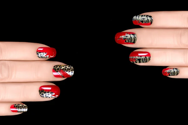 Nail Art. Nail Polish Stickers with Animal Print — Stock Photo, Image