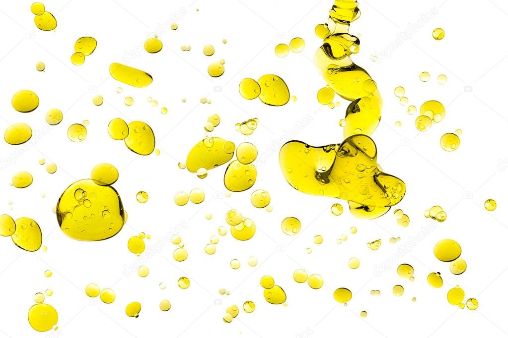 Olive Oil Drops Isolated on White