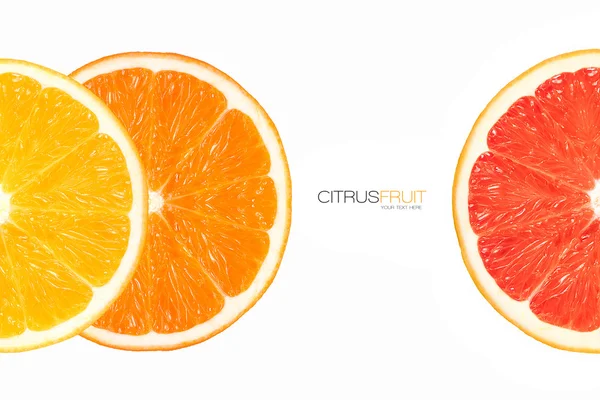 Closeup de frutas cítricas frescas saudáveis. Desenho do modelo — Fotografia de Stock