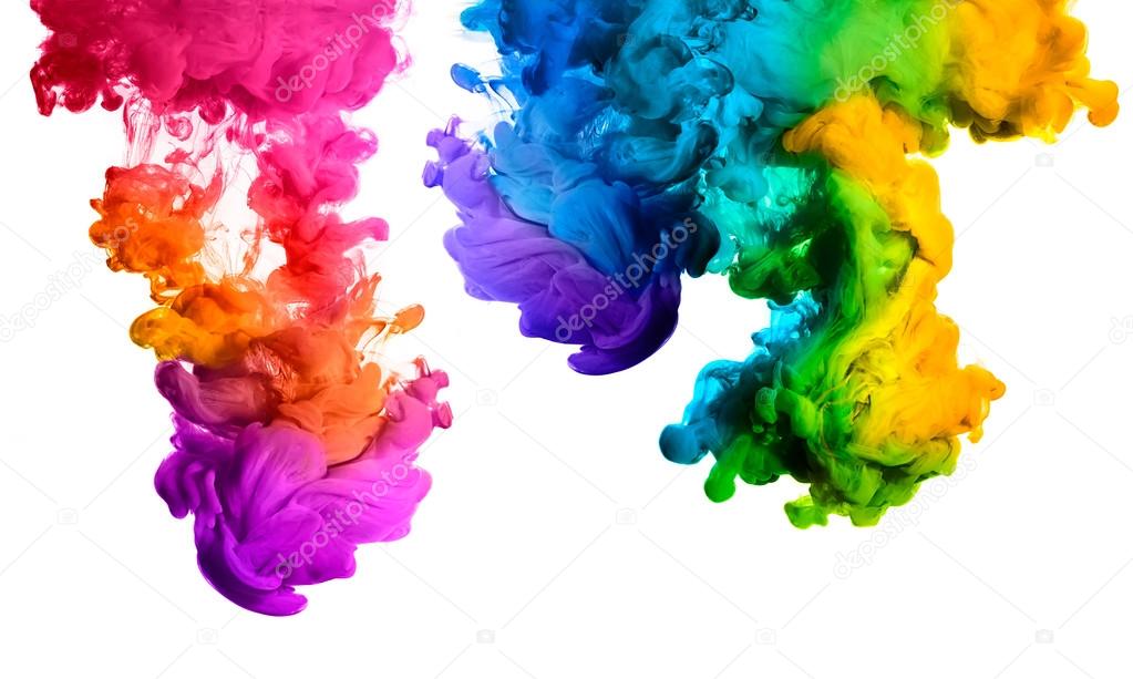 Colorful Ink in Water. Rainbow of colors. Color Explosion