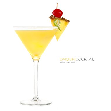 Donmuş ananas Daiquiri kokteyl beyaz izole