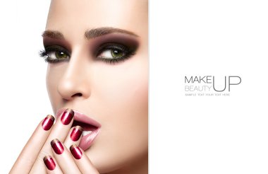Güzellik ve makyaj kavramı. Sonbahar Kış moda makyaj