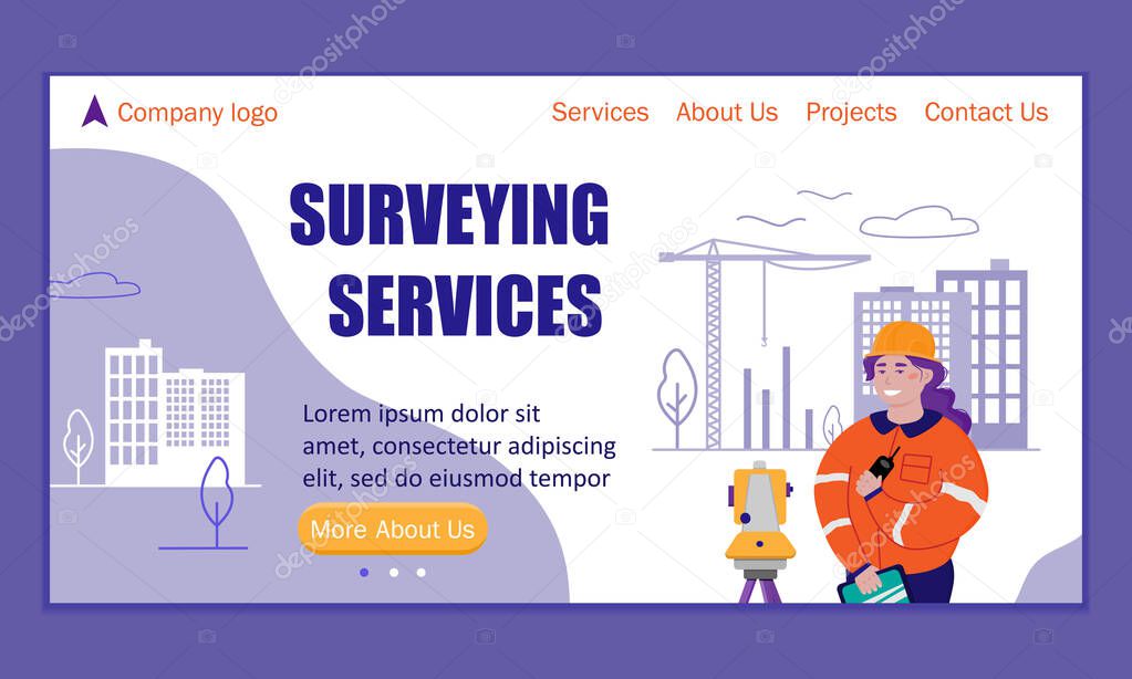 Landing page template for surveying services