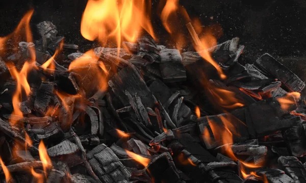 Wood Burning Flames Ember — Stock Photo, Image