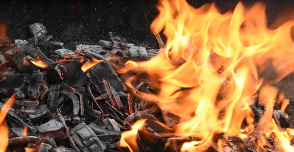 Wood Burning Flames Ember — Stock Photo, Image