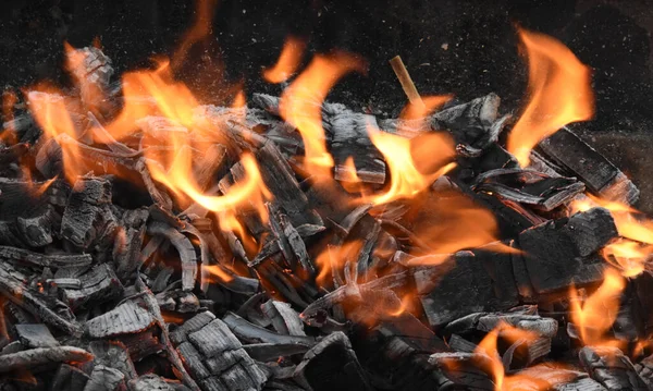 Wood Burning Flames Ember — Stock Photo, Image