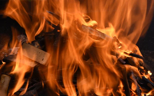 Wood Burning Flames Ember — Stock Photo, Image