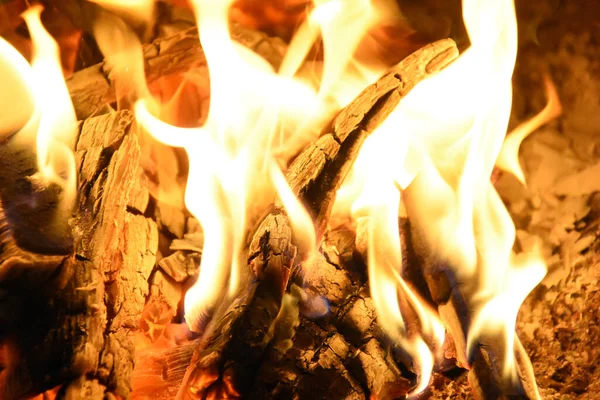 Feu Avec Des Flammes Jaunes Orange — Photo