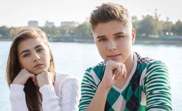 Portrait of attractive girl and boy — Stock Photo, Image