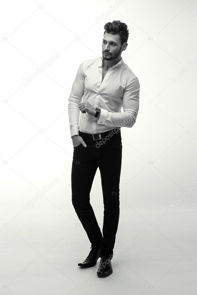 Fashion man in white shirt