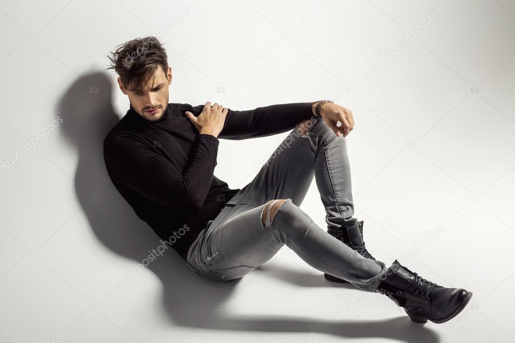Handsome sexy male model posing