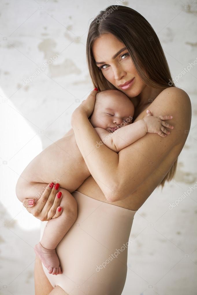 Cute portrait of mother and baby
