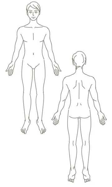 Illustration Des Ganzen Körpers Und Des Rückens Eines Mannes — Stockvektor