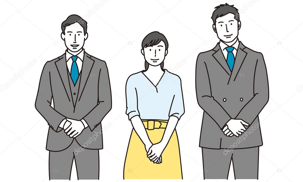 Three moody businessmen and businesswomen