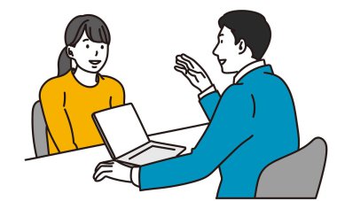 Müşteriye açıklama yapan bir iş adamı.