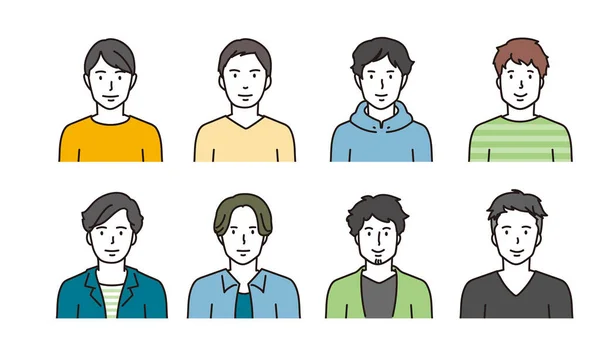 Variaciones Múltiples Iconos Masculinos Sonrientes — Vector de stock