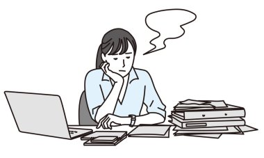 İşle başı dertte olan bir iş kadını.