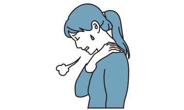 Sert omuzlardan muzdarip bir kadın.