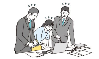 Bilgisayar sorunu olan bir ofis çalışanı.