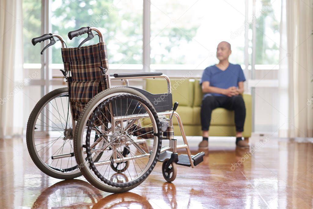Elderly people in long-term care facilities and wheelchairs